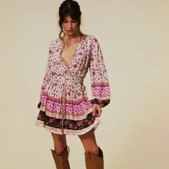 Spell & the Gypsy Collective 🥀 Lady Untamed Lavender floral Tunic Mini Dress M - Picture 10 of 10